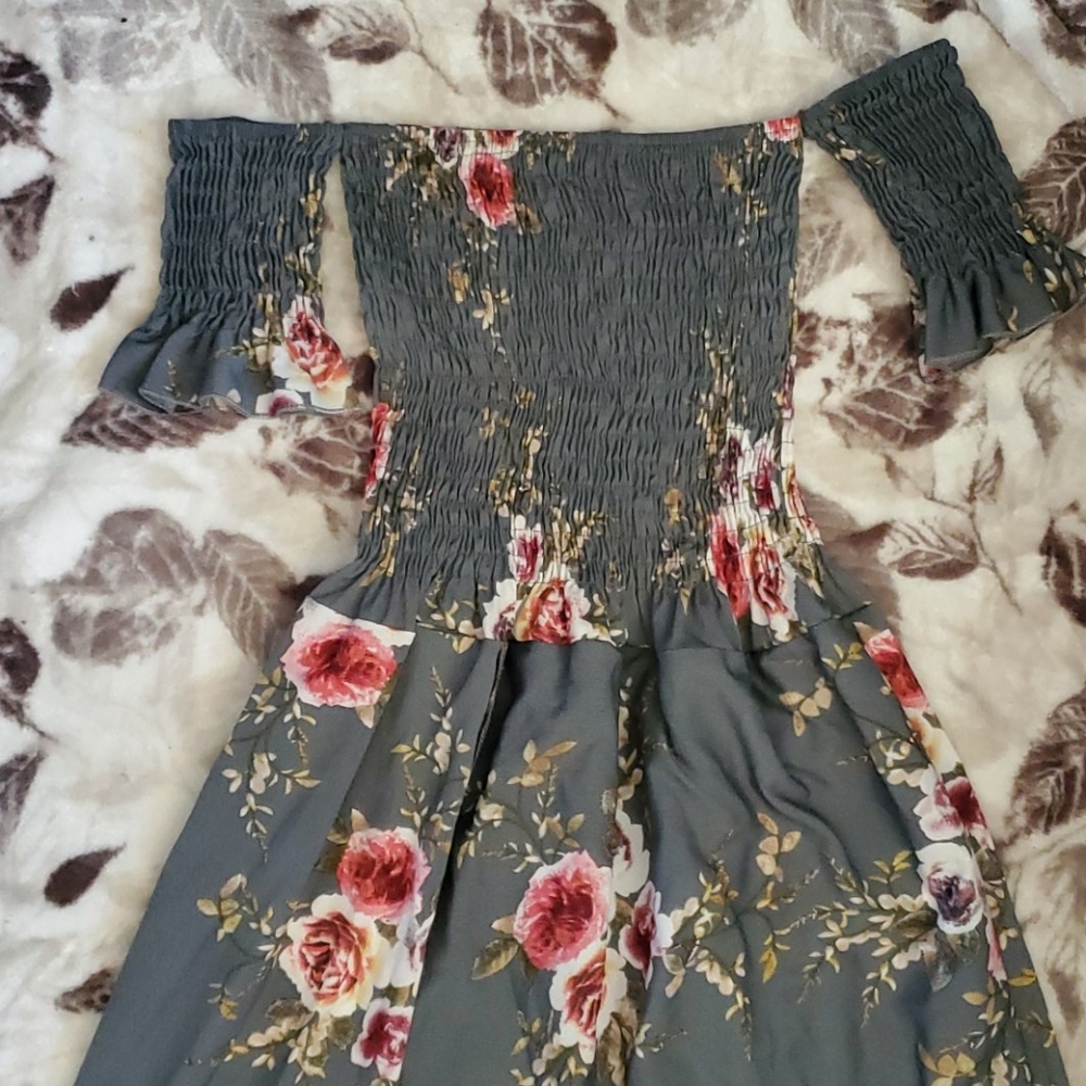 High/low off the shoulder dress